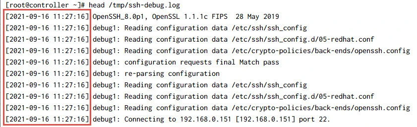 Add timestamp to SSH verbose logs [STDOUT & Log File]
