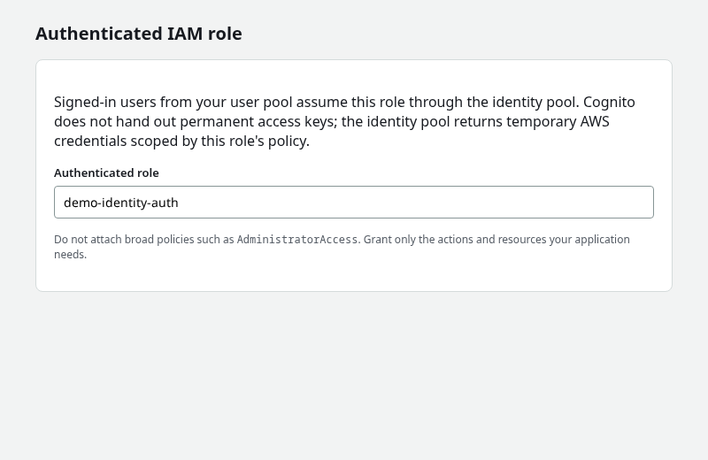 Authenticated IAM role for the identity pool