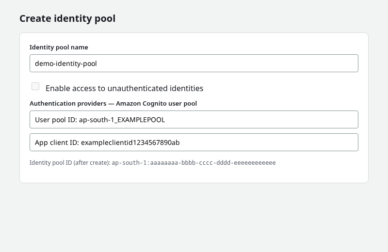 Identity pool linked to a Cognito user pool without guest access