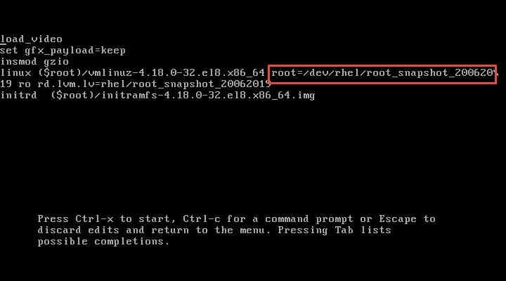 How to boot Linux host from LVM snapshot using BOOM (CentOS/RHEL 8)