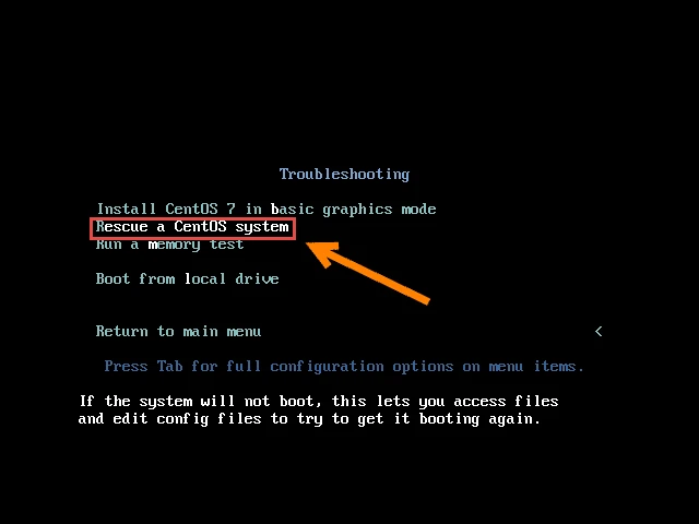 How to boot a system into rescue mode using ISO DVD (RHEL / CentOS 7)