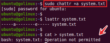 chattr command to make a file append-only in Linux
