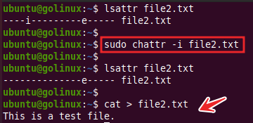 chattr command to remove immutable attribute from a file in Linux