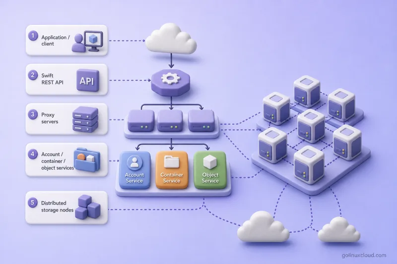 OpenStack Swift proxy, account, container and object storage architecture