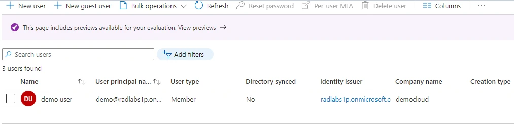 Create Azure AD user