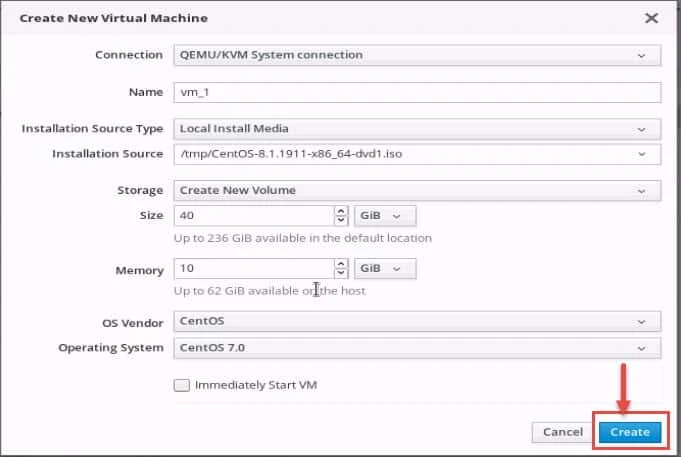 Create KVM Virtual Machine using Cockpit UI RHEL CentOS 8