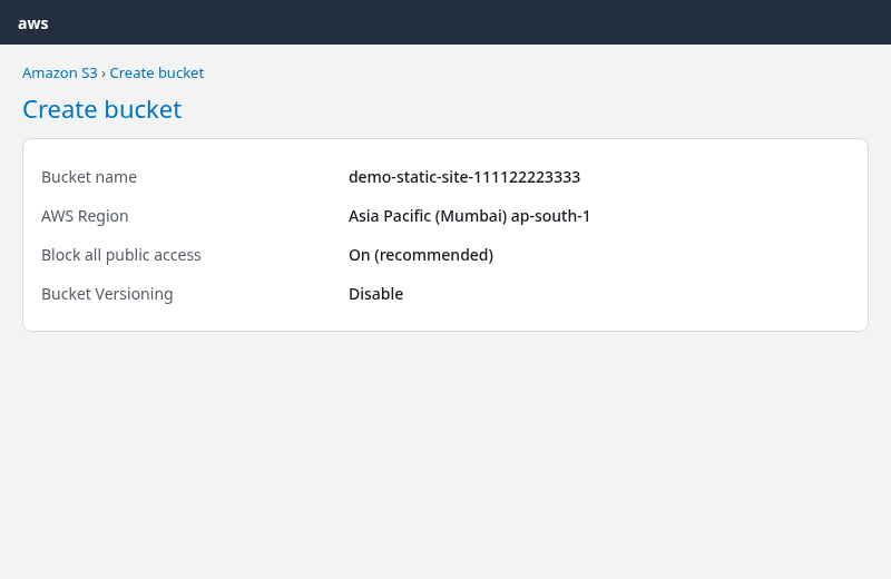 S3 create bucket with Block Public Access enabled for CloudFront OAC origin