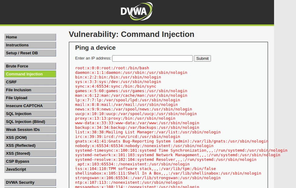 Damn Vulnerable Web App