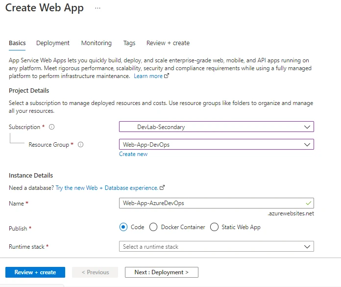 Web App Deployment Using Azure DevOps