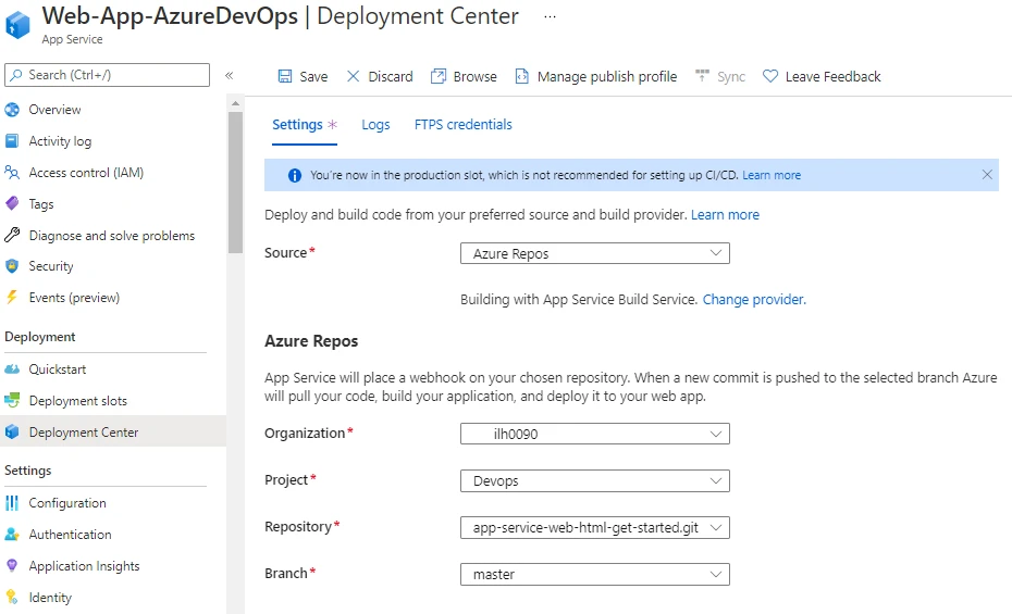 Web App Deployment Using Azure DevOps