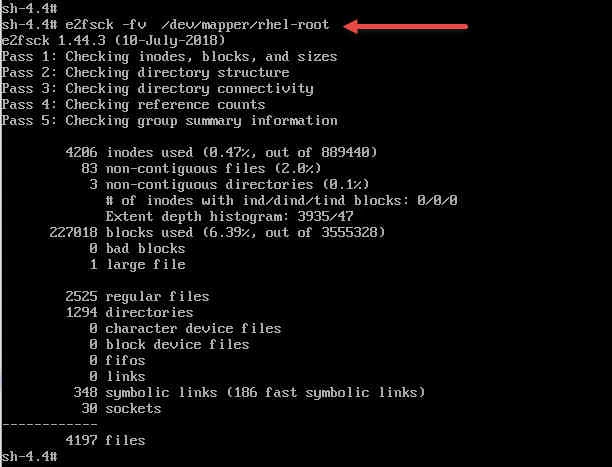 Steps to repair filesystem in rescue mode in RHEL/CentOS 7/8 Linux