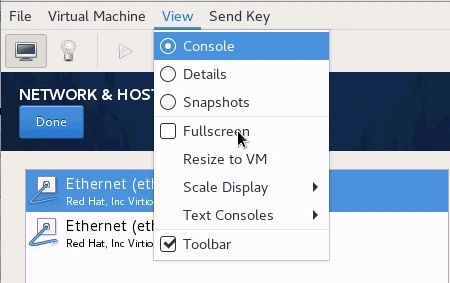 How to exit full screen mode in qemu virt-manager ( RHEL / CentOS 7)