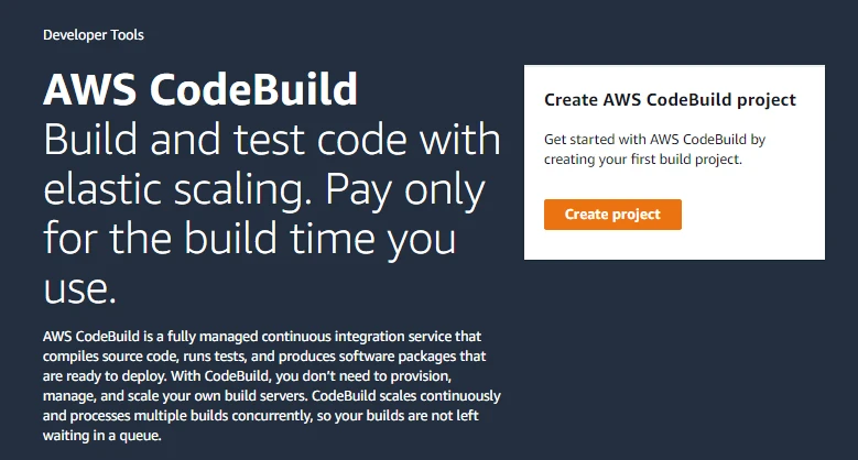 Create a CodeBuild project from AWS Console