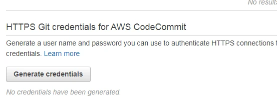 HTTPS Git credentials for AWS CodeCommit