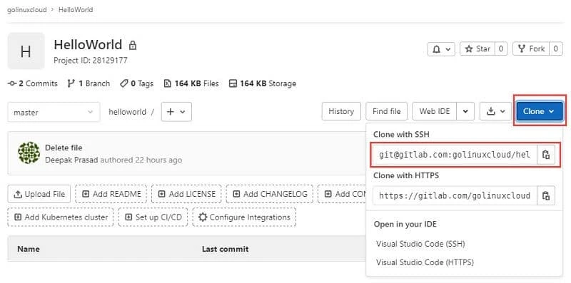 Git clone repository