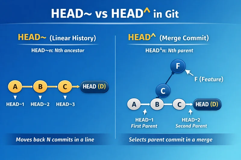 Understanding HEAD~ vs HEAD^ with Diagram