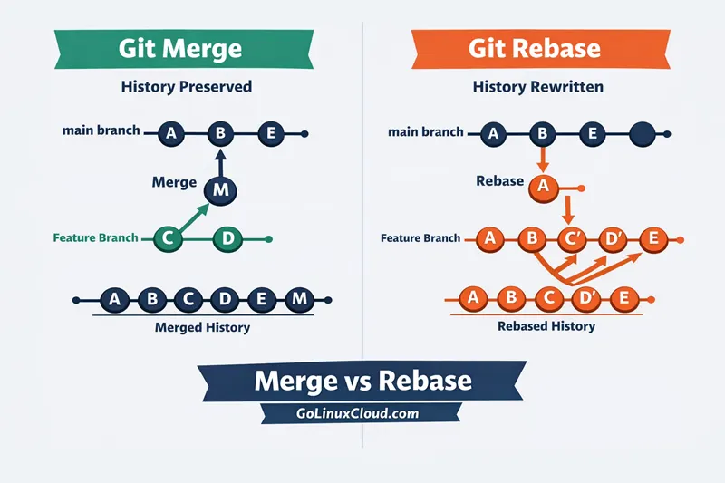 Git Merge vs Rebase Comparison