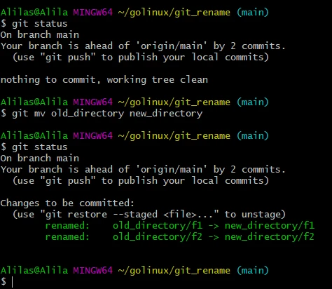 git rename file or directory