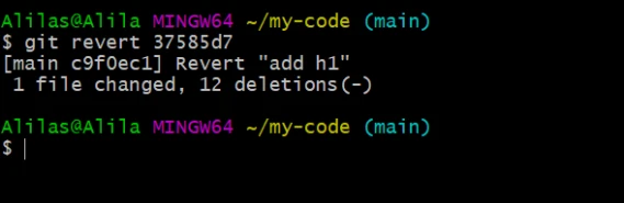 git revert to previous commit