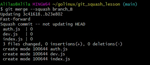 git squash commits using merge squash