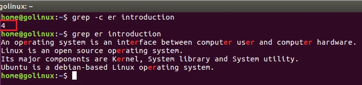 grep -c command output