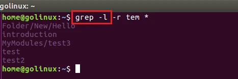 grep -l command output