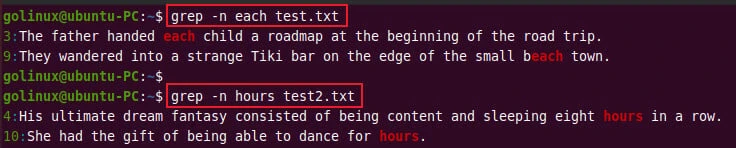 grep pattern and print line number