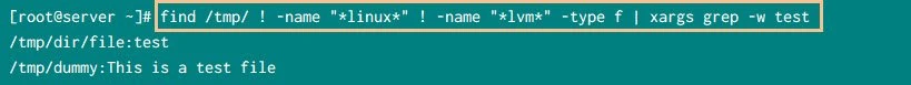 find xargs with NOT operator to exclude files-2