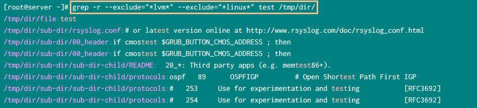 grep recursive with &ndash;exclude