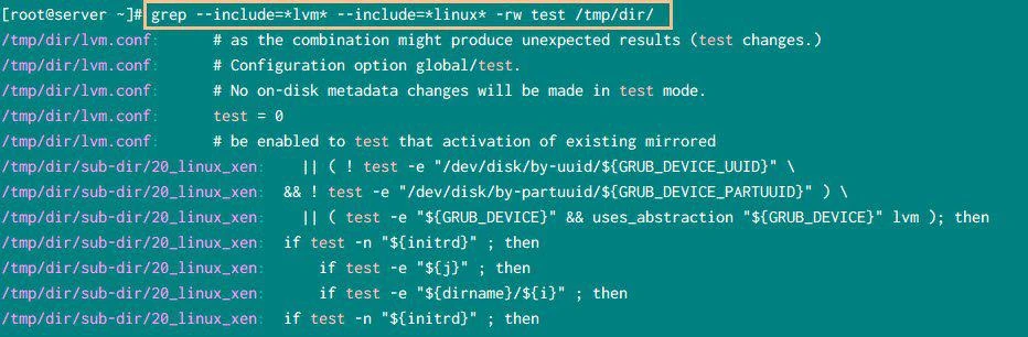 grep recursively with &ndash;include