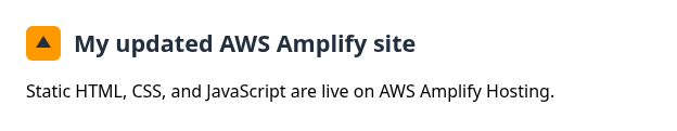 Browser showing the demo static site on amplifyapp.com