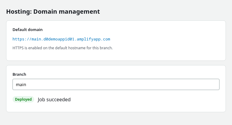 Amplify default amplifyapp.com URL after a successful deploy