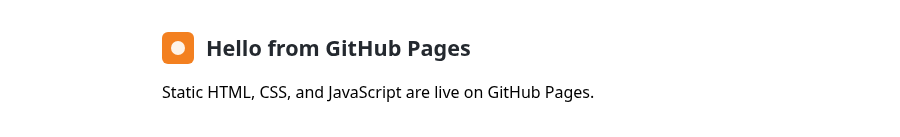 Browser showing the demo static site served from github.io