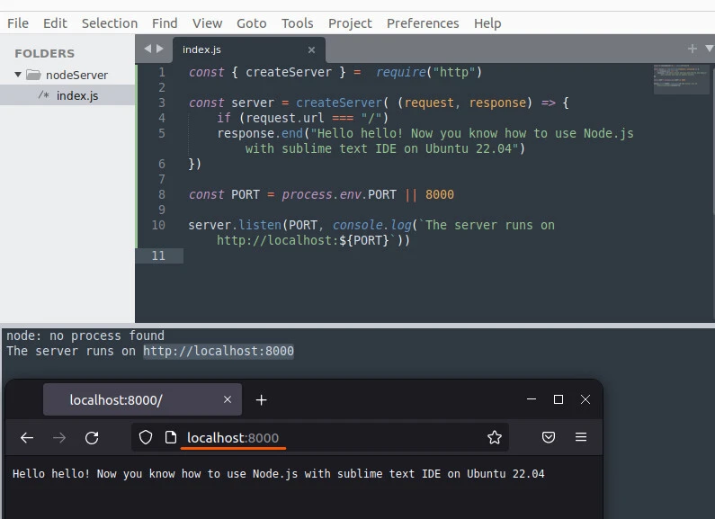 How to use Node.js with sublime text IDE