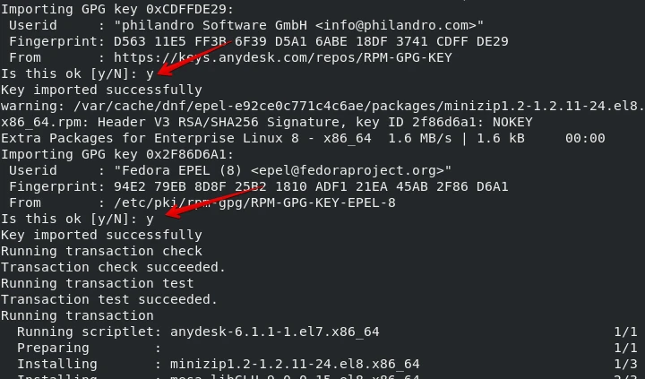 install anydesk importing gpg key
