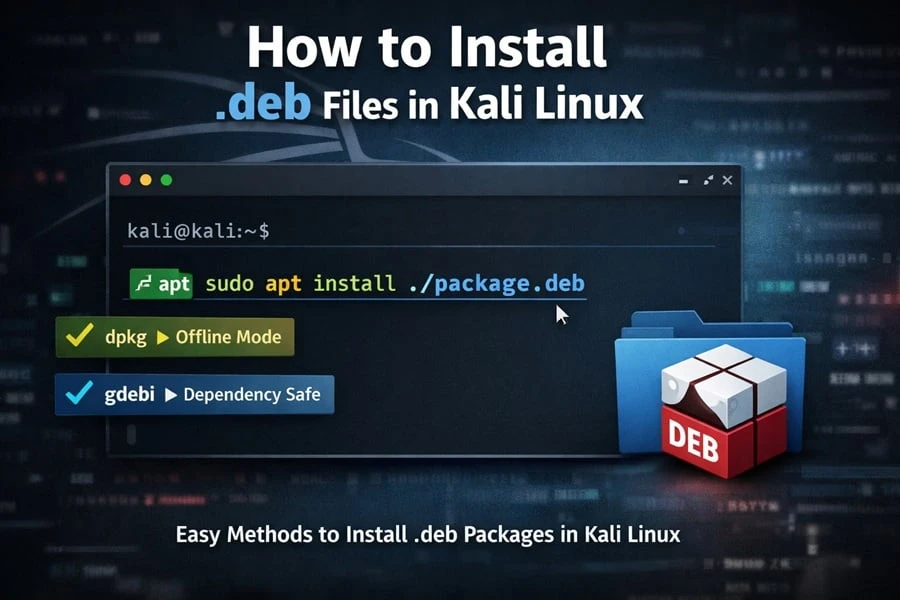 How to install a .deb file in Kali Linux using apt, dpkg, and gdebi