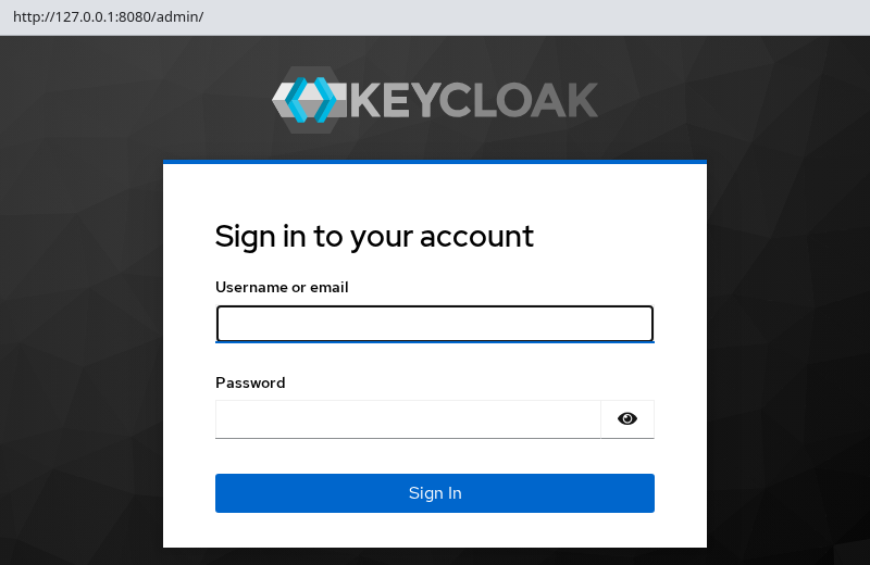 Keycloak Admin Console login page after Helm install