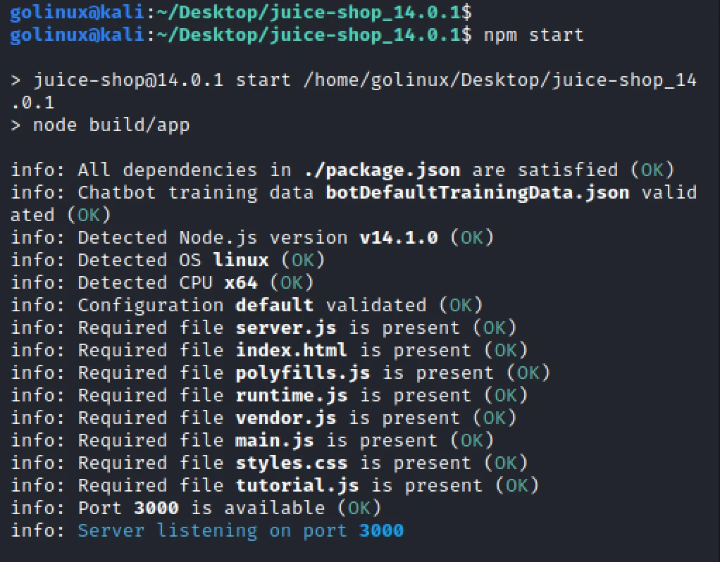 Run OWASP Juice Shop