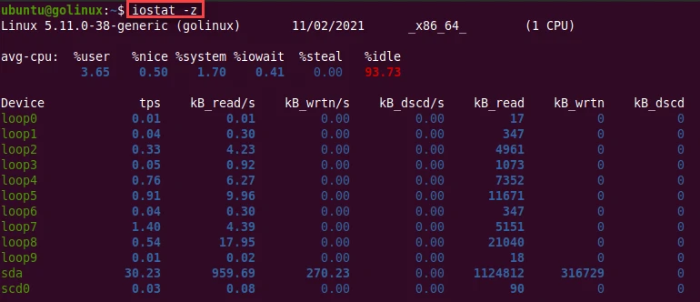 iostat command to display output for any devices