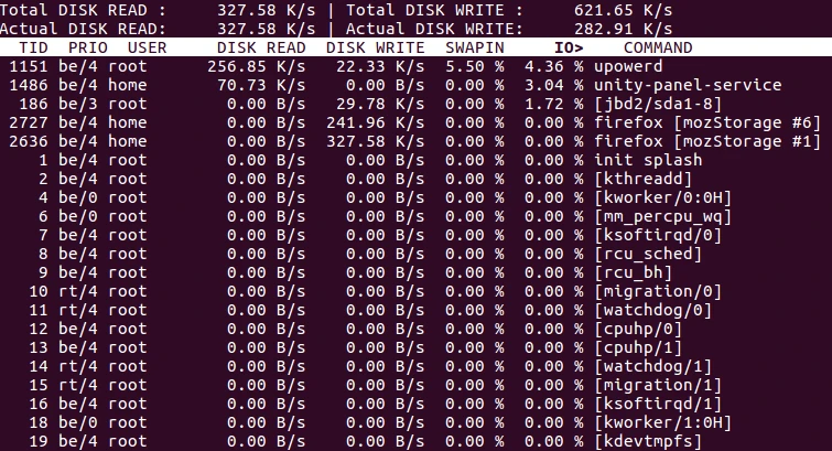 iotop command output