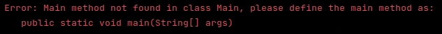 java main method error