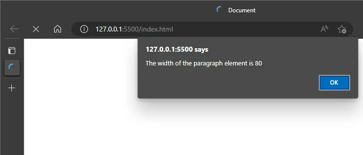 width of the paragraph element is 80
