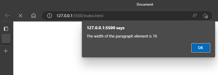 width of the paragraph element is 70