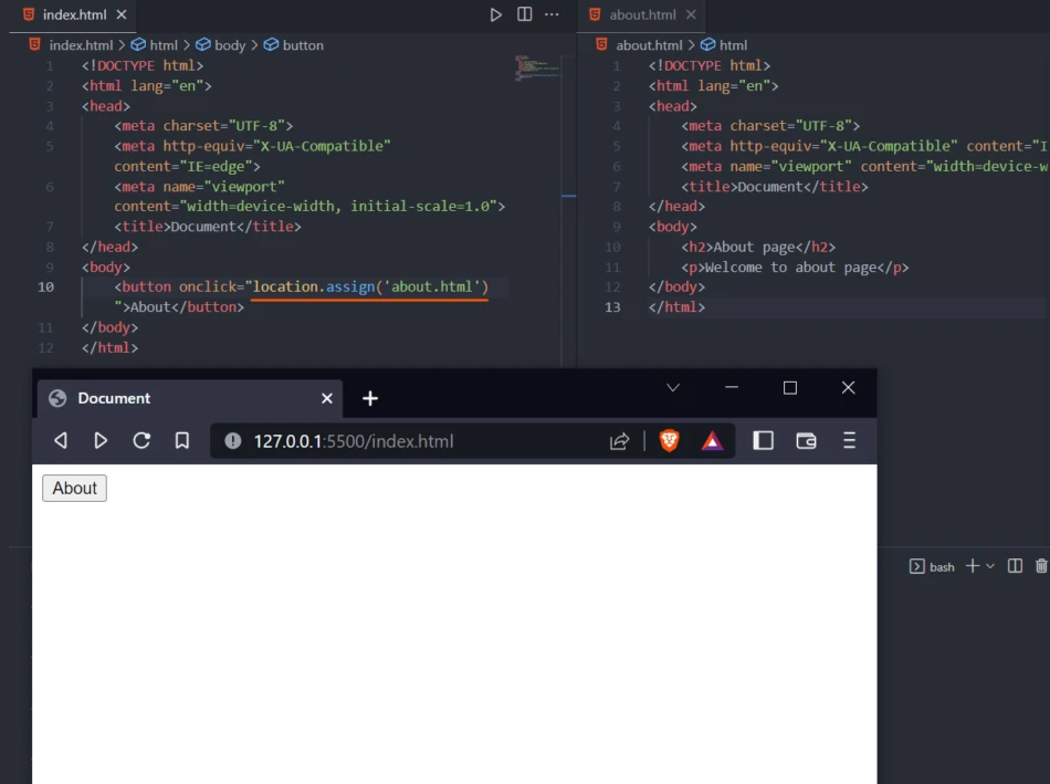 JavaScript redirection using the assign method