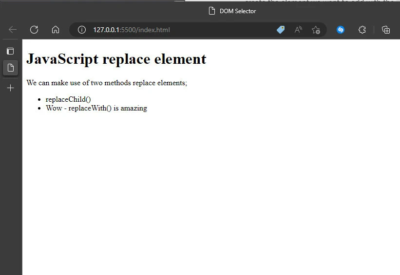 javascript replace element