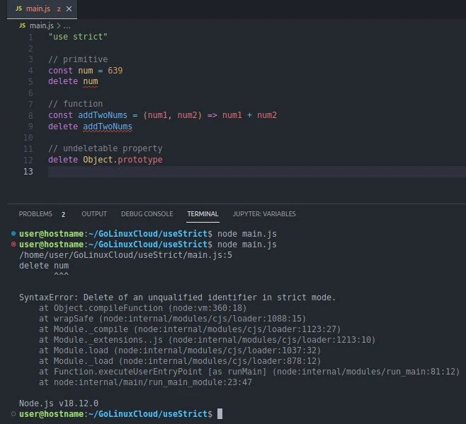 JavaScript use strict