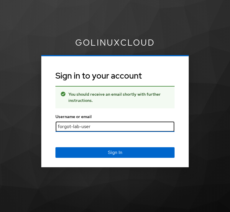Keycloak confirmation after forgot-password submit