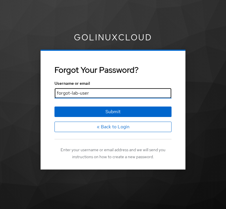 Keycloak Forgot Your Password form asking for username or email