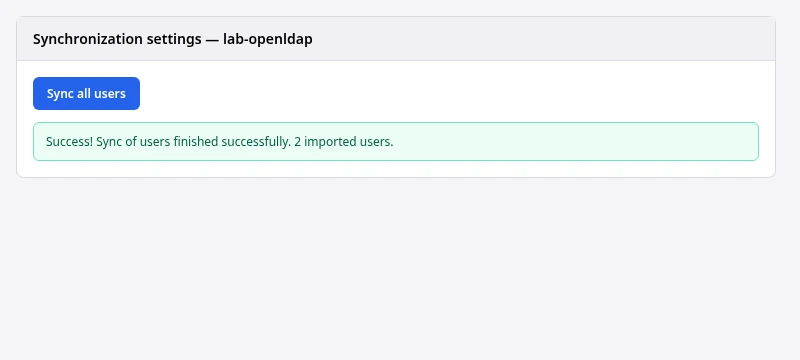 Keycloak synchronization settings after OpenLDAP full sync imported two users